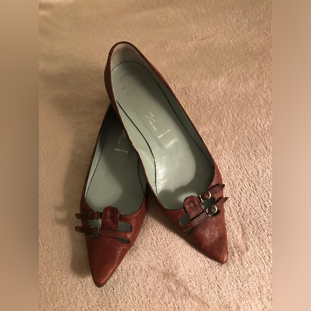 Sigerson Morrison Brown Pointed Toe Leather Flats